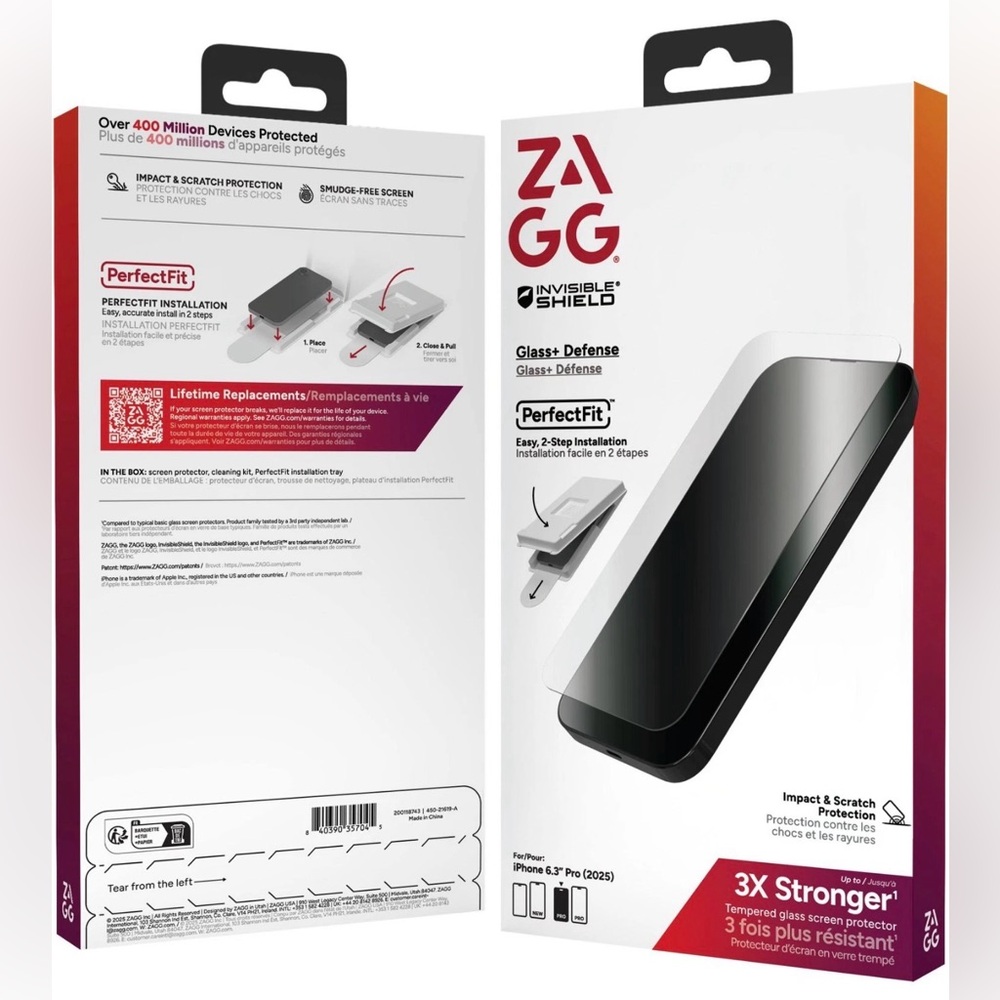 ZAGG - Glass+ Defense Screen Protector for Apple iPhone 17 Pro
Clear
New in Box